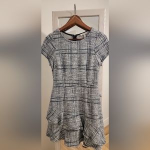 Juniors Ruffled Tweed A-Line Dress / Size S / Color: Blue